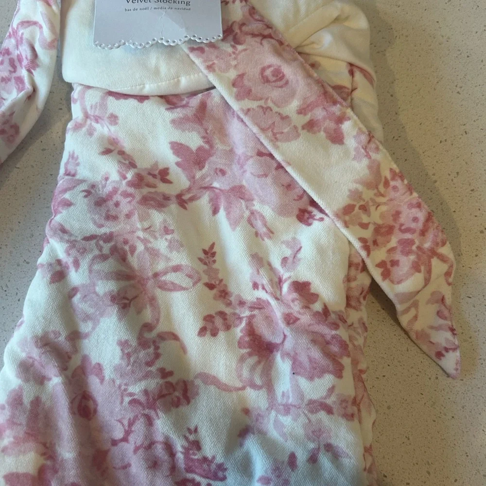 Pottery Barn Teen LoveShackFancy Pink Damask Christmas Stocking Pink NWT